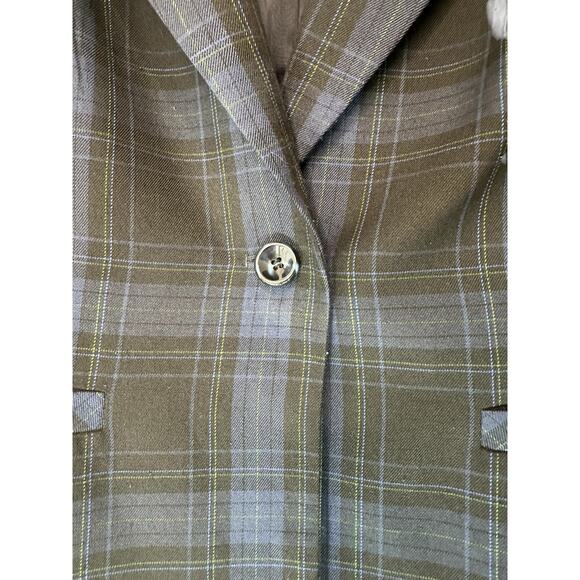 Chadwicks Blue Plaid Preppy Dark Academia Office Career Work Blazer Size 12 - Picture 6 of 12